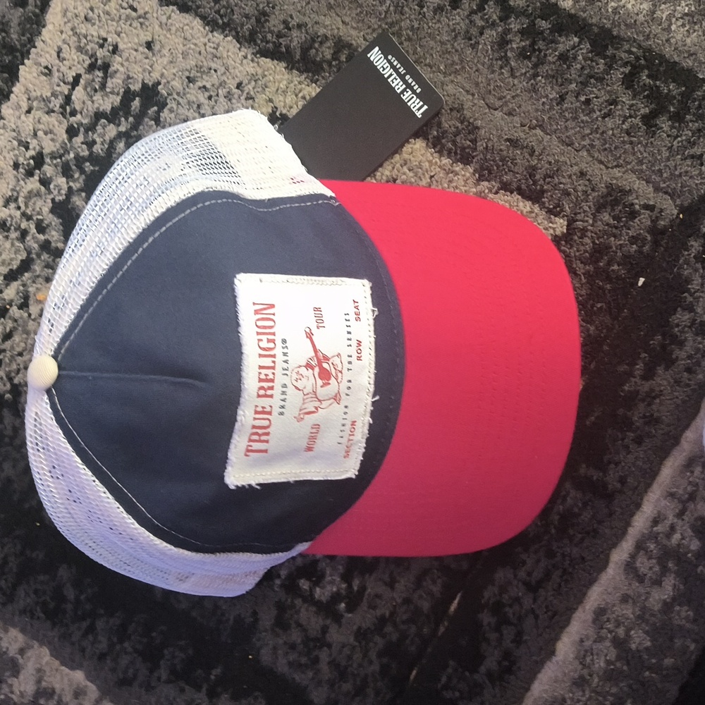 True religion hat white blue red